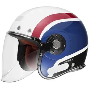 Capacete SMK Retro Jet Rebel - Branco/Azul/Vermelho