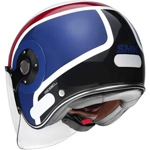 Capacete SMK Retro Jet Rebel - Branco/Azul/Vermelho
