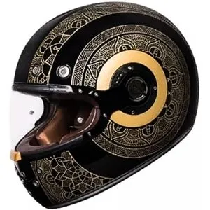 Capacete SMK Retro Mehendi - Preto/Dourado Fosco
