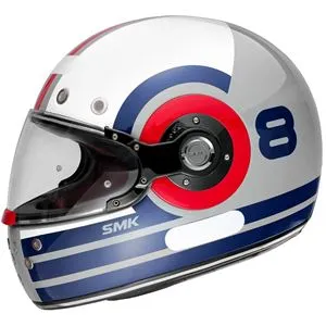 Capacete SMK Retro Ranko - Branco/Cinza/Azul/Vermelho