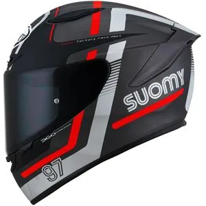 Capacete Suomy Track 1 Ninety Seven - Cinza/Vermelho Fosco