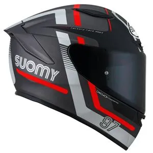 Capacete Suomy Track 1 Ninety Seven - Cinza/Vermelho Fosco