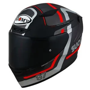 Capacete Suomy Track 1 Ninety Seven - Cinza/Vermelho Fosco