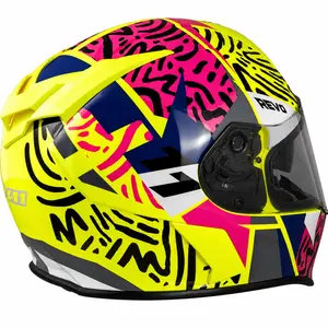 Capacete X11 Revo Jaguar - Amarelo/Rosa/Cinza