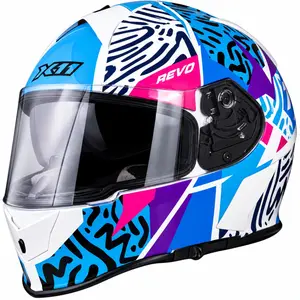 Capacete X11 Revo Jaguar - Branco/Azul/Rosa/Roxo