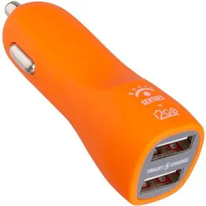 Carregador Veicular i2GO By Sertões Emborrachado Com 2 Saídas USB 3,4A Laranja - Edição Limitada