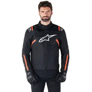Jaqueta Alpinestars T SPS V2 WP Preto/Branco/Vermelho Fluor (Impermeável)