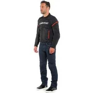 Jaqueta Dainese Air Frame D1 Tex - Preto/Branco/Vermelho Fluor