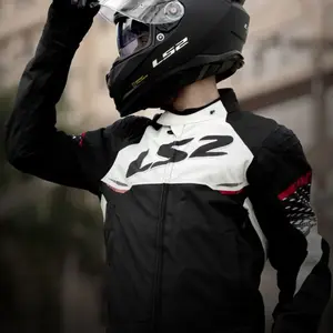 Jaqueta LS2 Apex Preto/Branco/Vermelho (Impermeável)